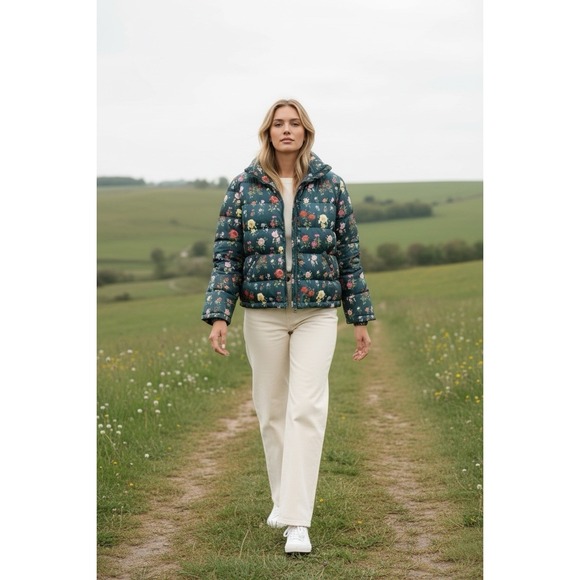 Anthropologie Jackets & Blazers - Anthropologie Nuuly Rachel Antonoff Jemma Rose‎ Floral Puffer Zip Up Jacket  Med